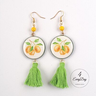 Pendientes : Limones con borla