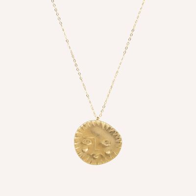 Antique Sun Brushed Gold Necklace