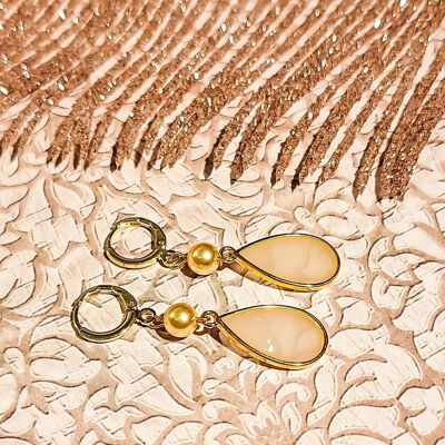 Gold-plated brass earrings with Swarovski pearl drops Mother's Day Gift for Mom Teacher Gift