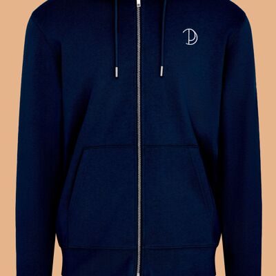 Felpa con cappuccio e zip con ricamo P