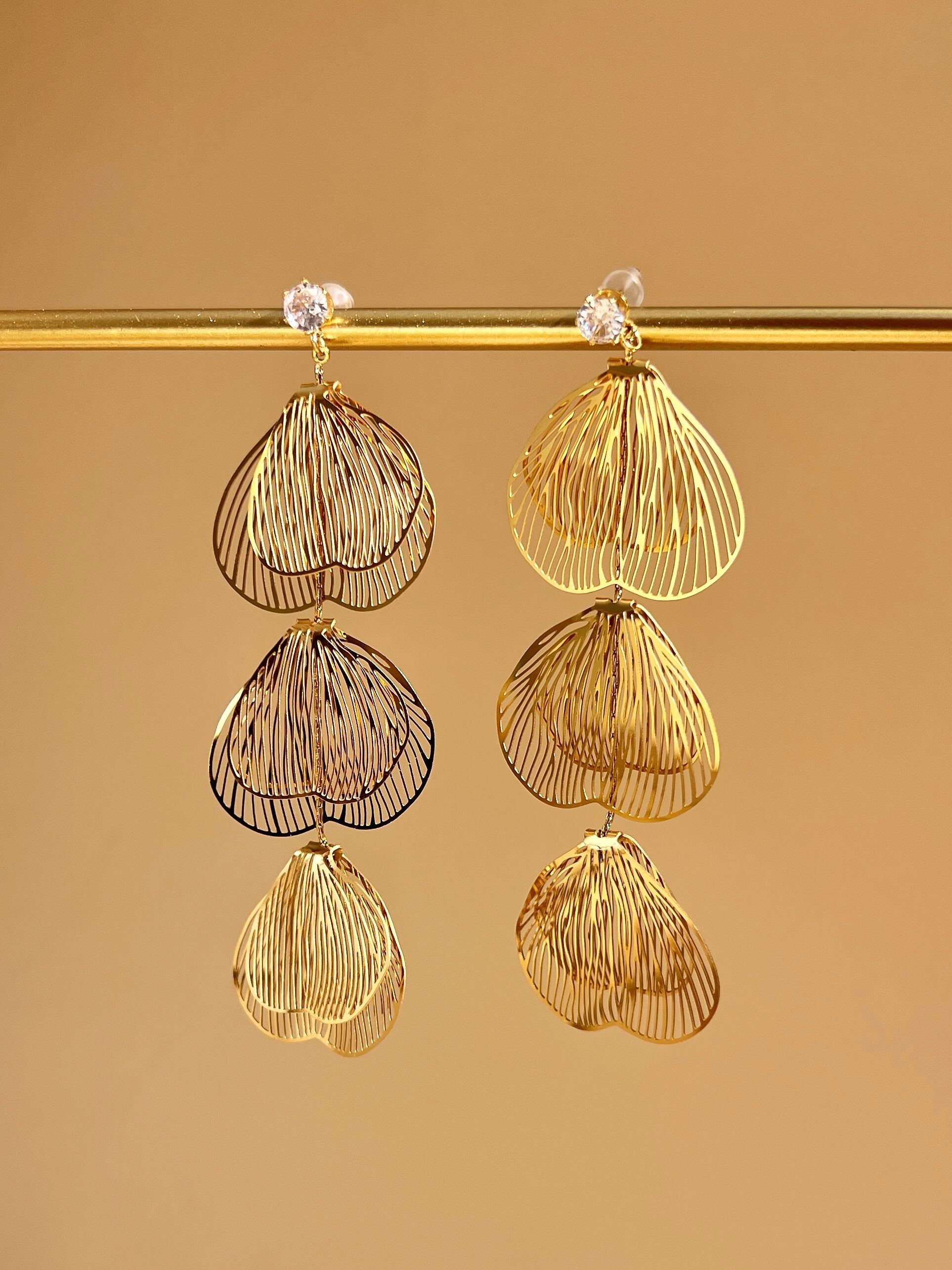 Elegance Gold Flower Petal Steel Earrings