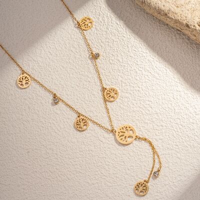 Stainless Steel Y-Shaped Tree of Life Necklace