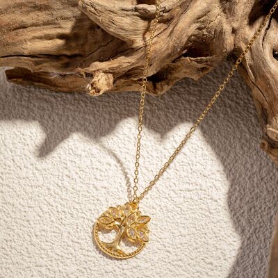 Collar Árbol de la Vida con Cristal en Acero Inoxidable