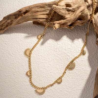 Stainless steel necklace with delicate solar motifs