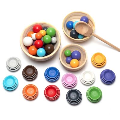Wooden toy bowls and balls set - Montessori - Open ended toys