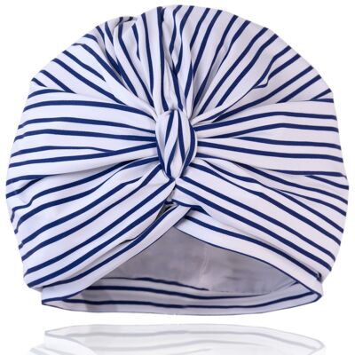 Navy Twin Stripe Shower Turban