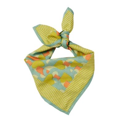 Indian Children's Scarf - Love My Heart Blue Green