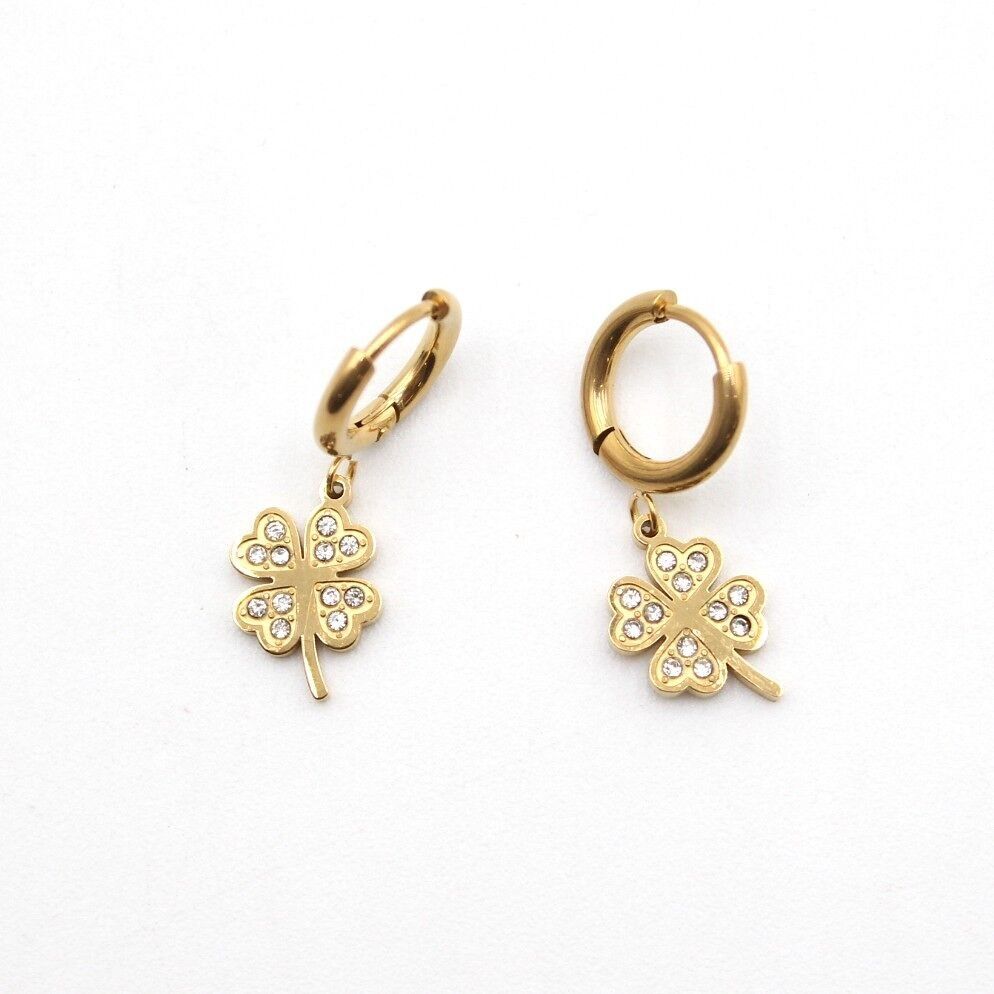 Small steel creole clover pendant