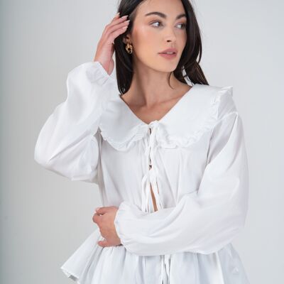 LUCY Blouse shirt with Peter Pan collar tied at the front