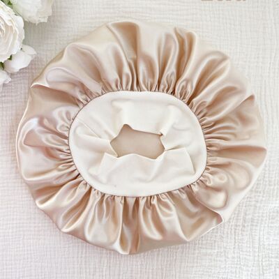 Satin treatment cap with headband