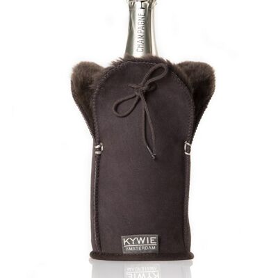 Champagne cooler case - Suede - Brown
