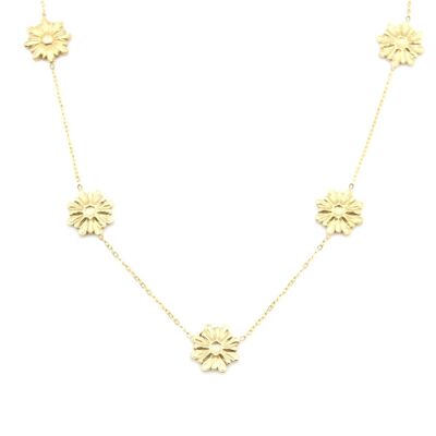 Collar de acero con motivo de margaritas