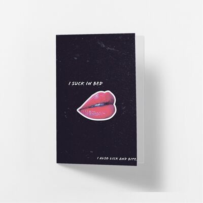 Suck In Bed - Greetings Card