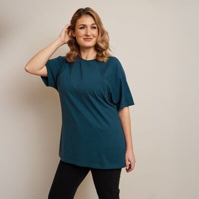 Camicia da allattamento oversize in mélange di cotone biologico