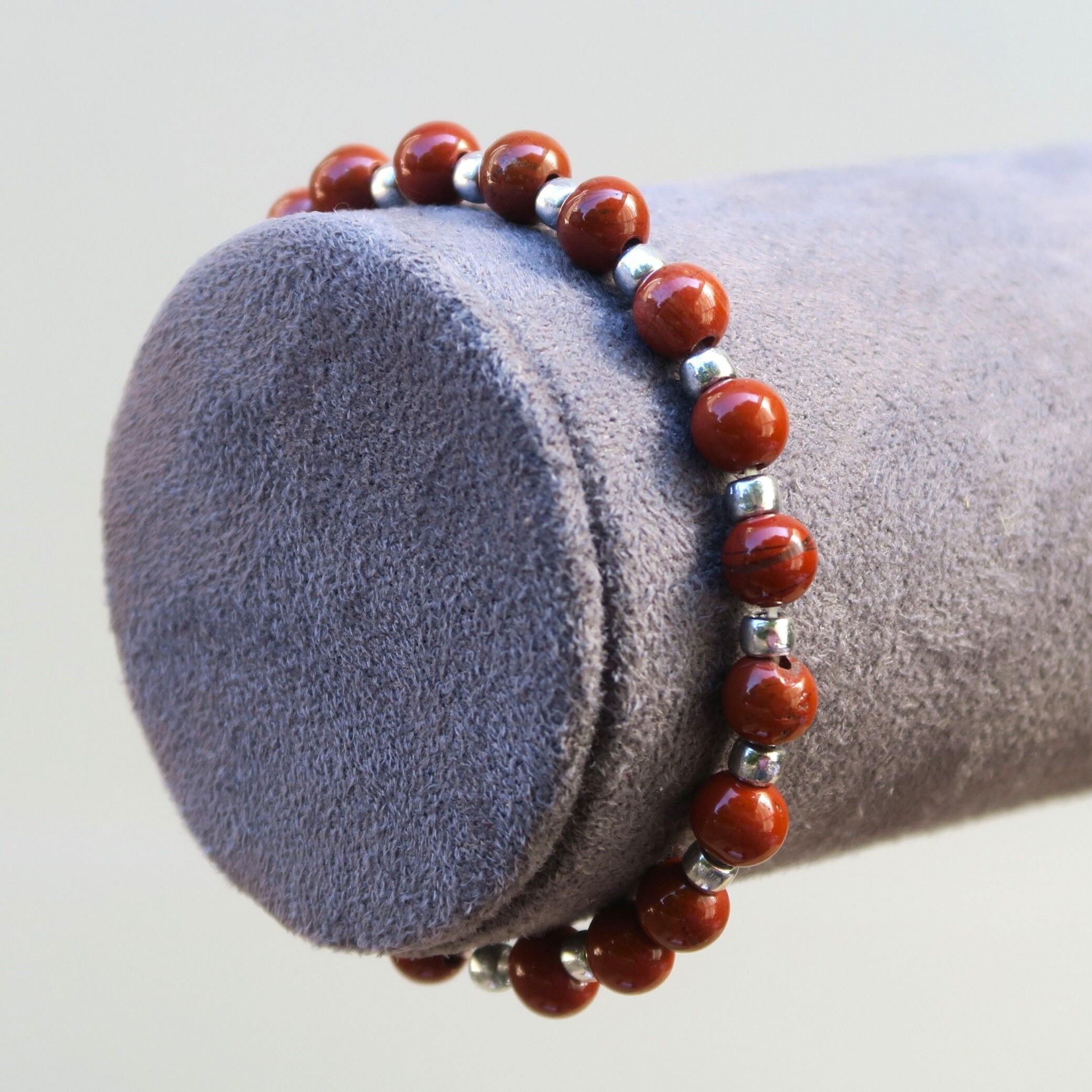 Bracciale in pietra fine - Diaspro rosso