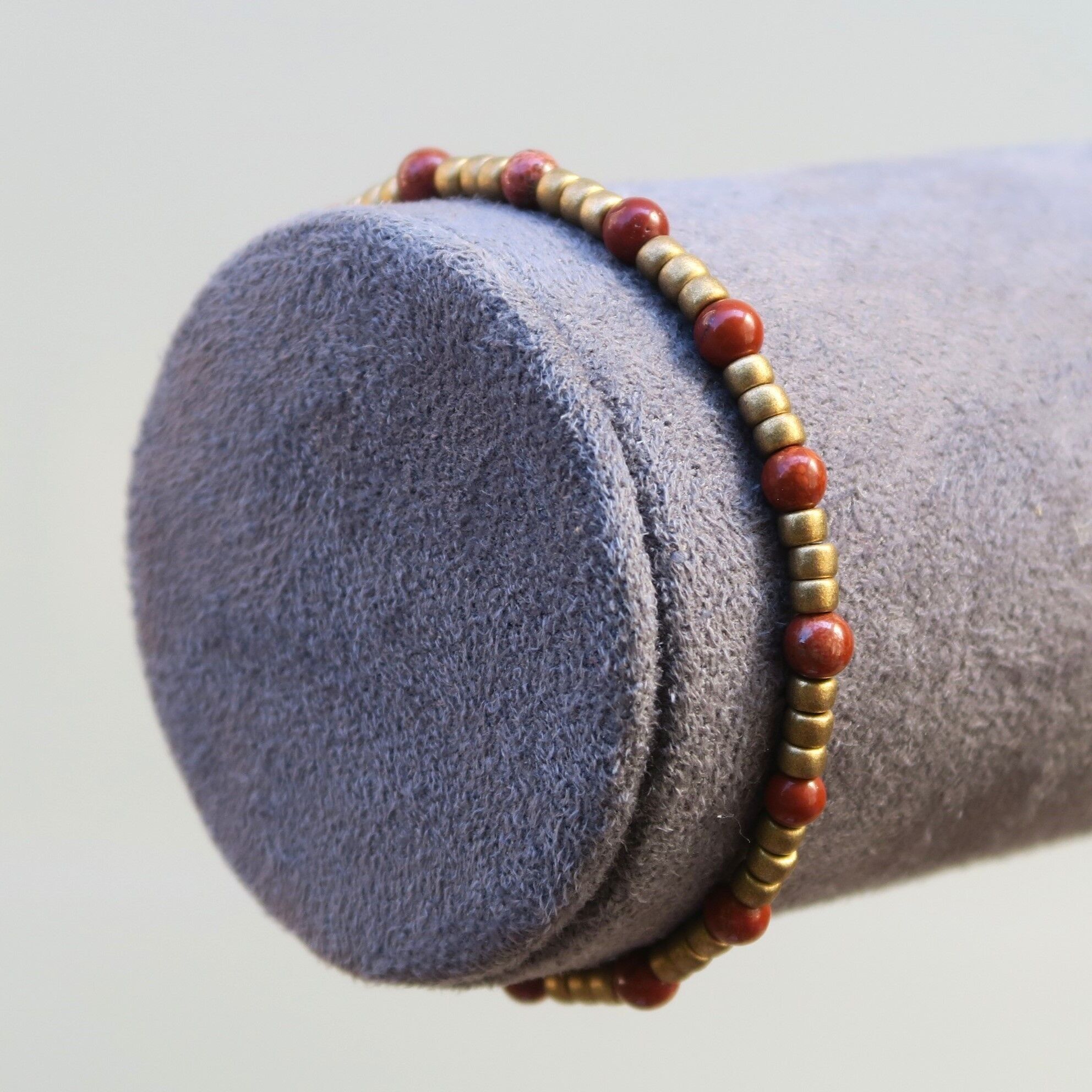 Bracciale in pietra fine - Diaspro rosso