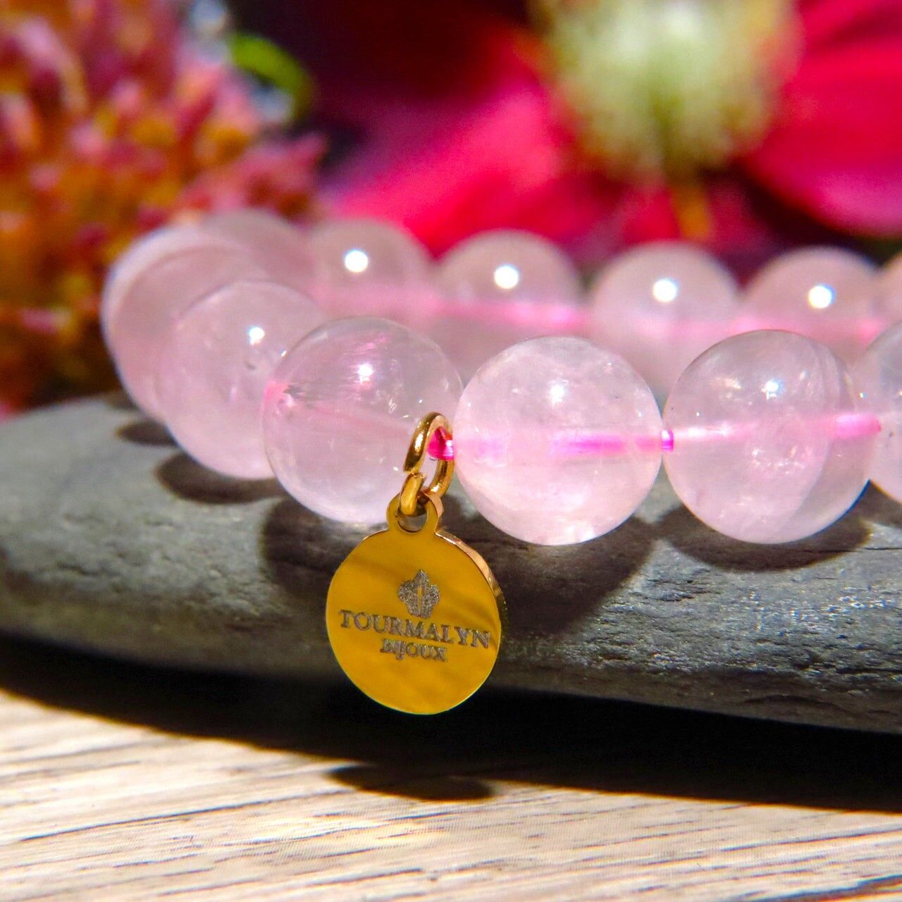 Bracciale “SUNSHINE” in pietre naturali di Quarzo Rosa