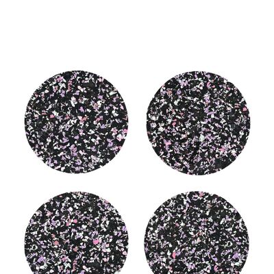 Black/Purple Speckled Round Cork Coasters - Set of 4