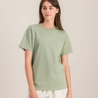 Camiseta de algodón orgánico para mujer, color salvia