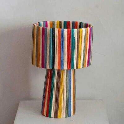 🌈 Rainbow Mushroom Lamp – Handmade Natural Raffia Light, Made in Morocco