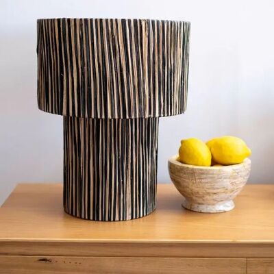 Linea Raffia Table Lamp – Indigo & Natural, Handwoven Shade
