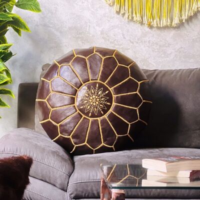 Puf otomano de cuero para exteriores: asiento de cuero resistente a la intemperie para patio o jardín