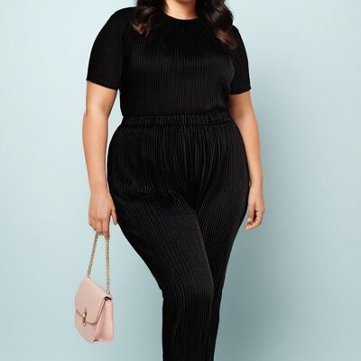 Plus size black pleated pants (B159&NOIR)