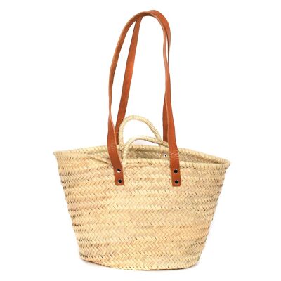 Palma Basket with Double Handle – Handmade Moroccan Palm Tote, 48×30×17 cm