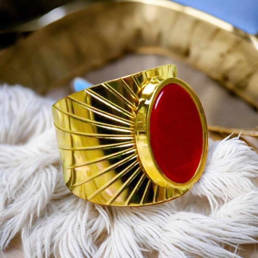 Anello “ZORA” adattabile con Corniola