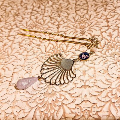 Hairpin leaf flower pearls retro bohemian chic cherry purple gold Mother's Day Gift Idea - Mom Gift
