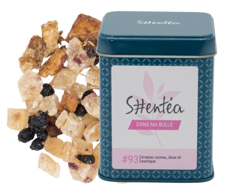 Infuso fruttato esotico con ananas e sambuco - IN MY BUBBLE - 150 g - Lattina di metallo premium a foglia libera