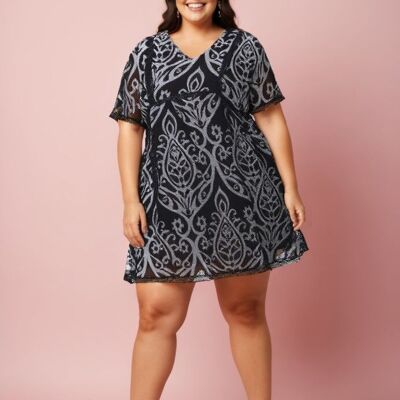 Robe grande taille imprimé noir (C6225&NOIR)