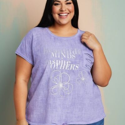 Plus Size Purple Cotton T-Shirt (C8004&VIOLET)