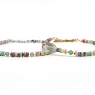 Anklet Paru aventurine, silver or gold stainless steel