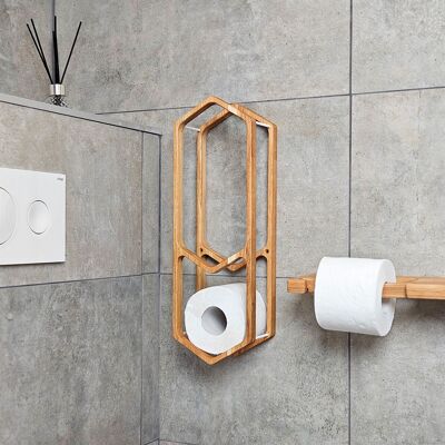 Wall Mounted Wooden Toilet Paper Holder for Farmhouse Bathroom, Rustic Decor, and Small Space Storage