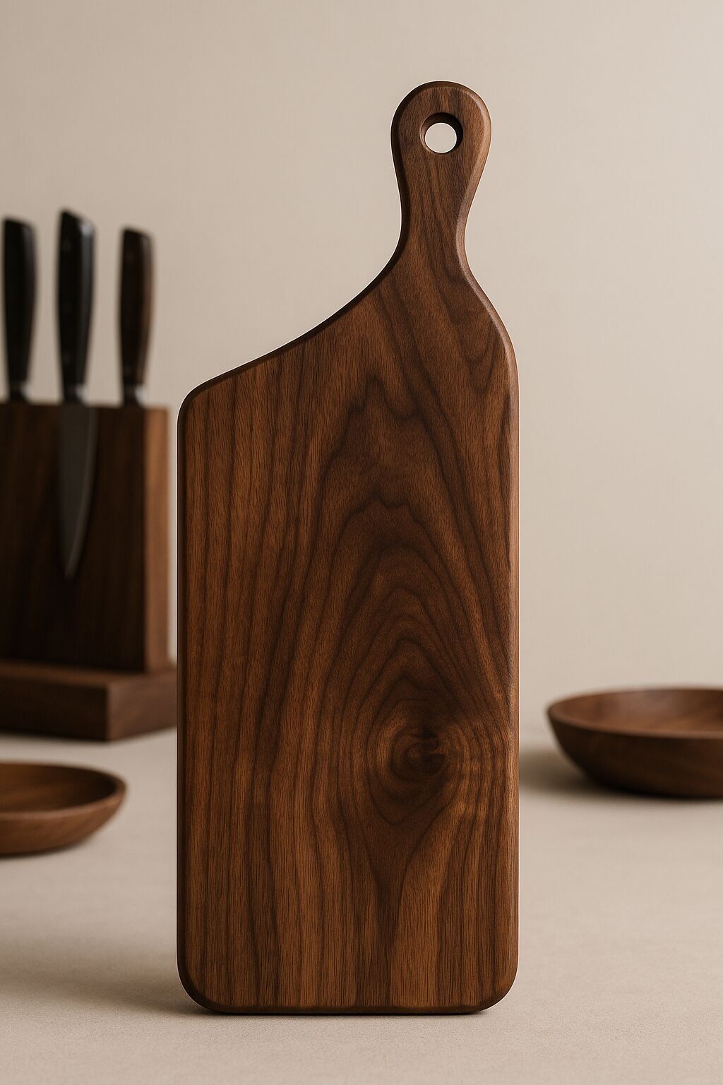 Cutting & Serving Board (40*19*2cm) - Handmade Sculpted Handle Design