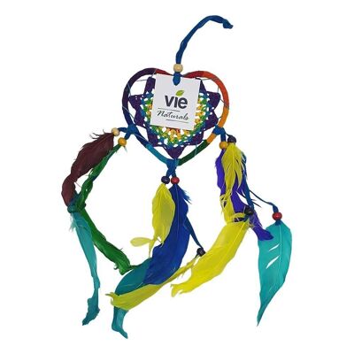 Attrape-rêves en forme de cœur, 9 cm, arc-en-ciel