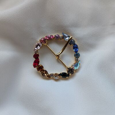Multicolored Swarovski Crystal Belt Buckle