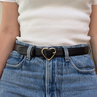 Hebilla de cinturón de corazón de metal dorado de 30 mm