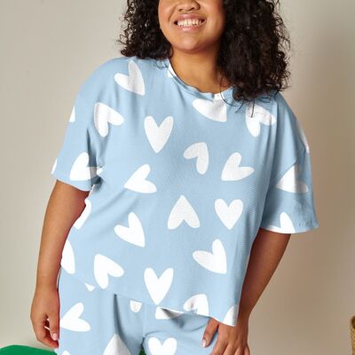 Pijama de algodón orgánico con diseño de gofre - Mi amor Azul
