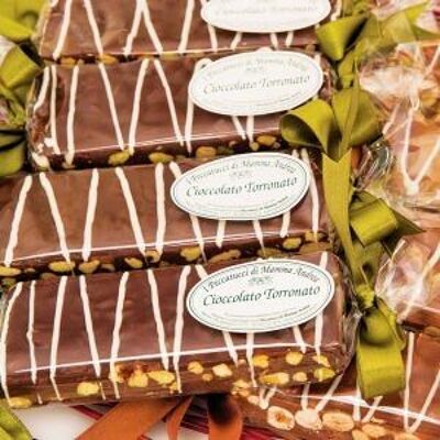 Barra cioccolato torronato fondente e pistacchi