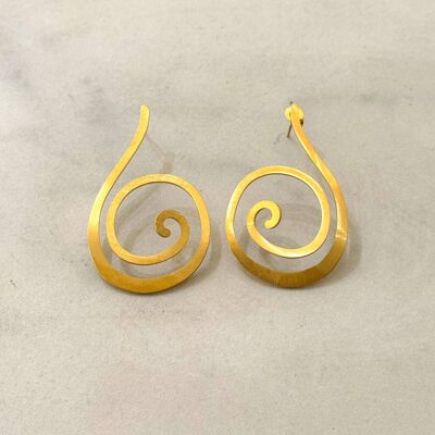 Kuro Brushed Gold Abstract Earrings
