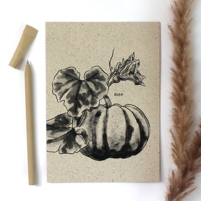 Biglietto d'auguri in carta erba, zucca