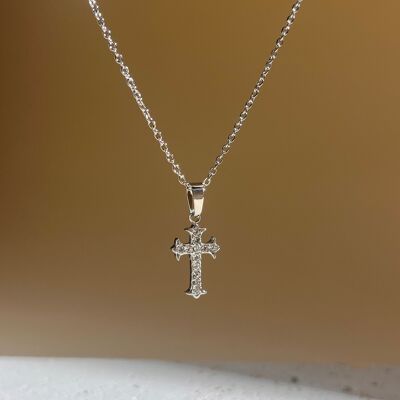Minimalist cross pendant stainless steel necklace