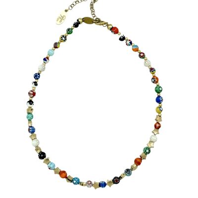 Multicolored Talisman of Light in Light Necklace in Gold-Plated Brass