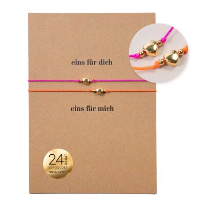 Bracelet on card - Heart - one for you, one for me