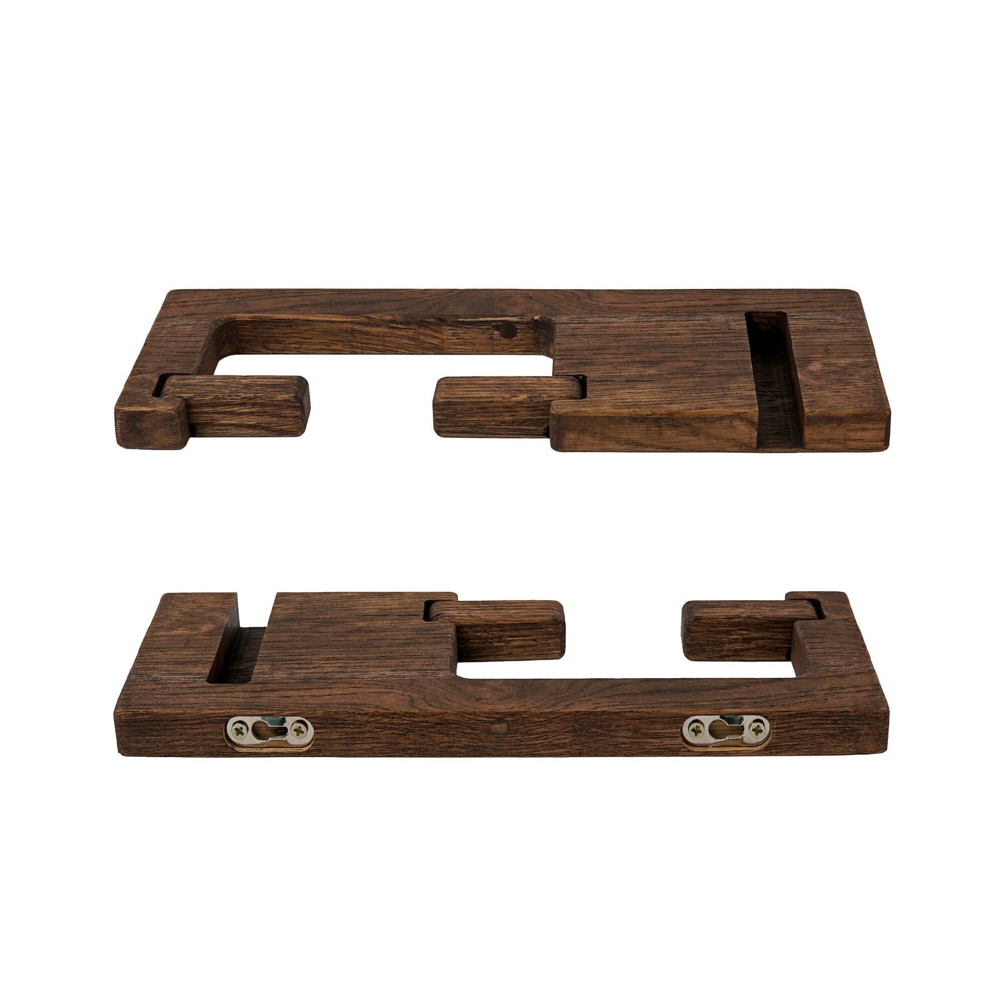 Rustic Wooden Toilet Paper Holder for Wall Mount Bathroom Decor, Farmhouse Style, Small Space Storage