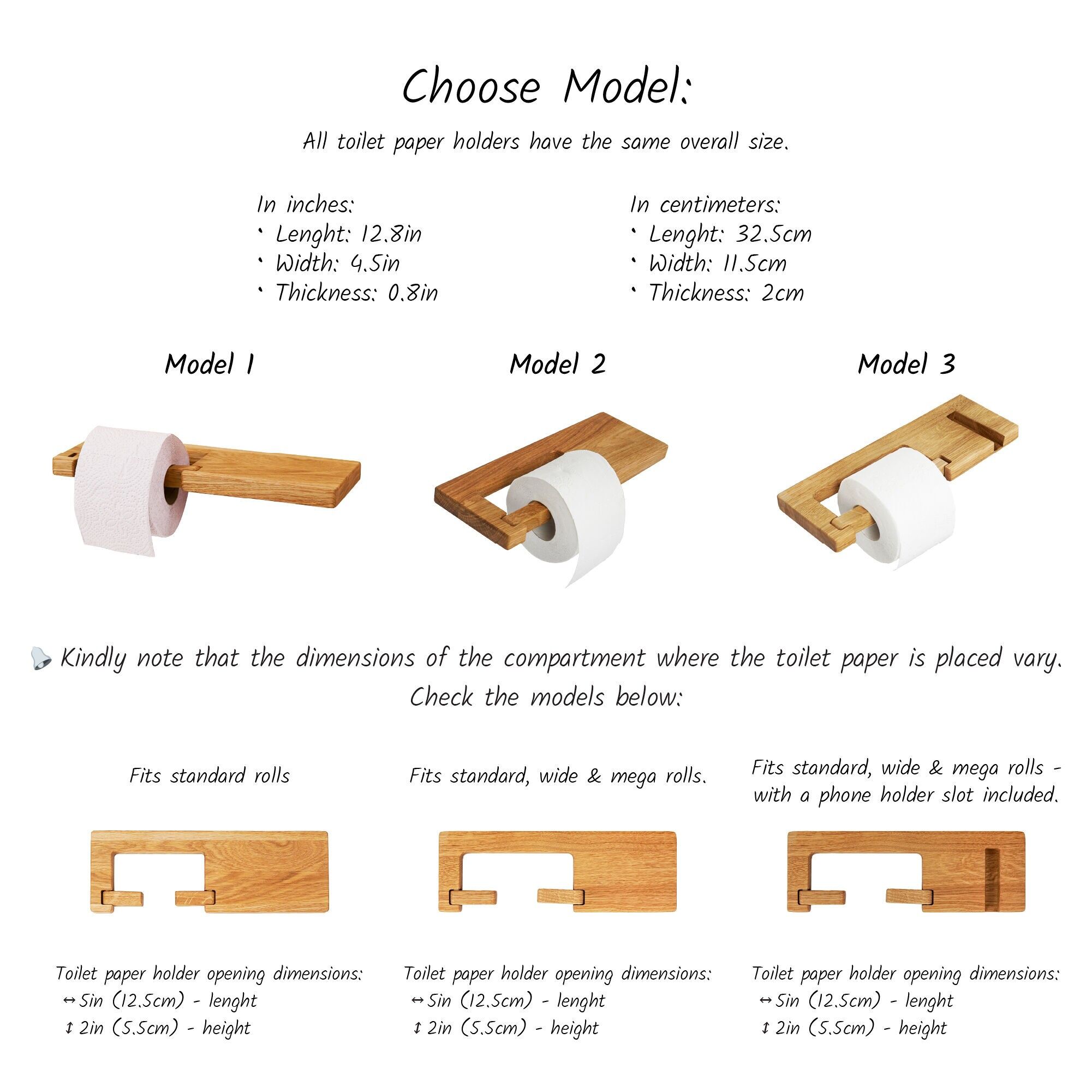 Rustic Wooden Toilet Paper Holder for Wall Mount Bathroom Decor, Farmhouse Style, Small Space Storage