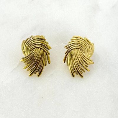 Gilded Palm Stainless Steel Stud Earrings