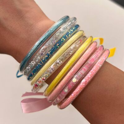 Lena Set of 3 Glittered Summer Bangle Bracelet